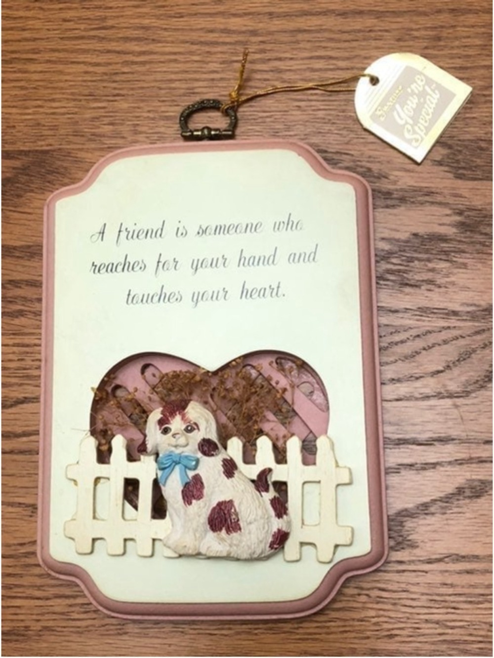 Vintage 80s Friendship Wall Decor Dog Heart Cottagecore